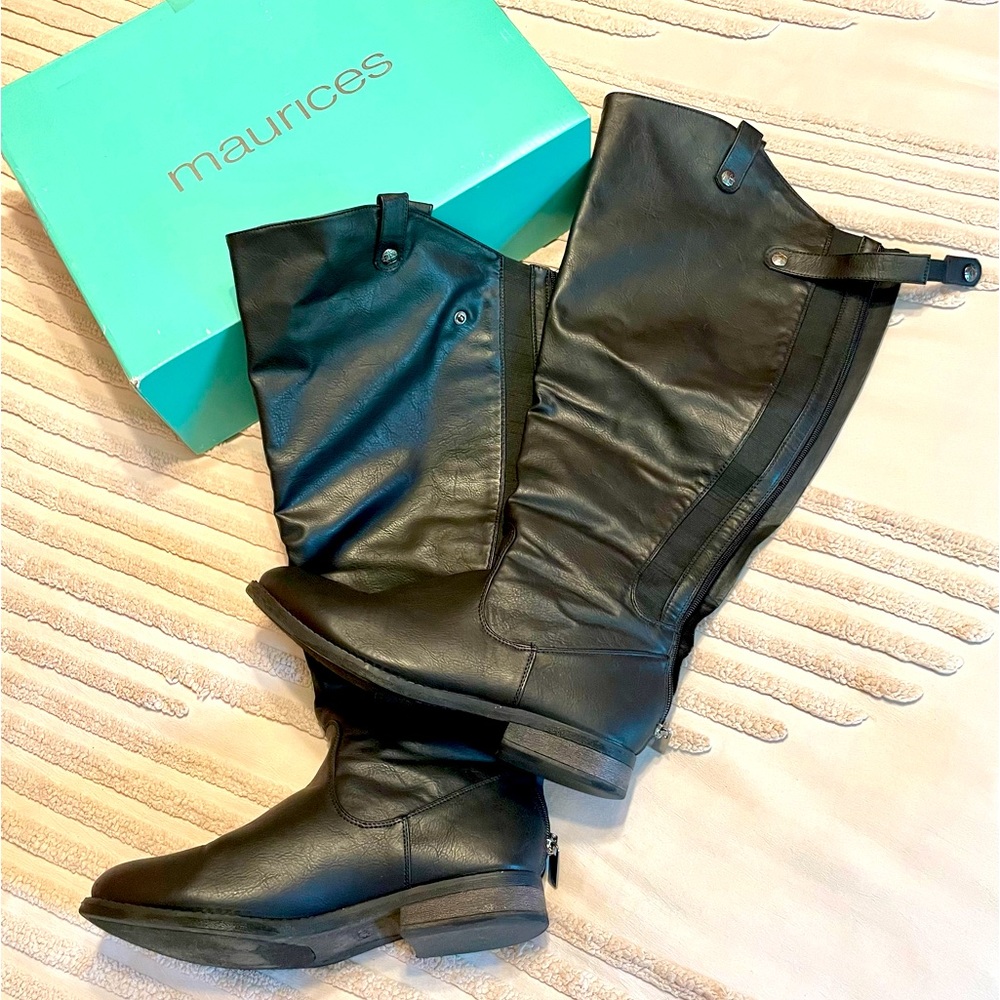 Maurices wendy wide calf boot with back zipper and gore in black